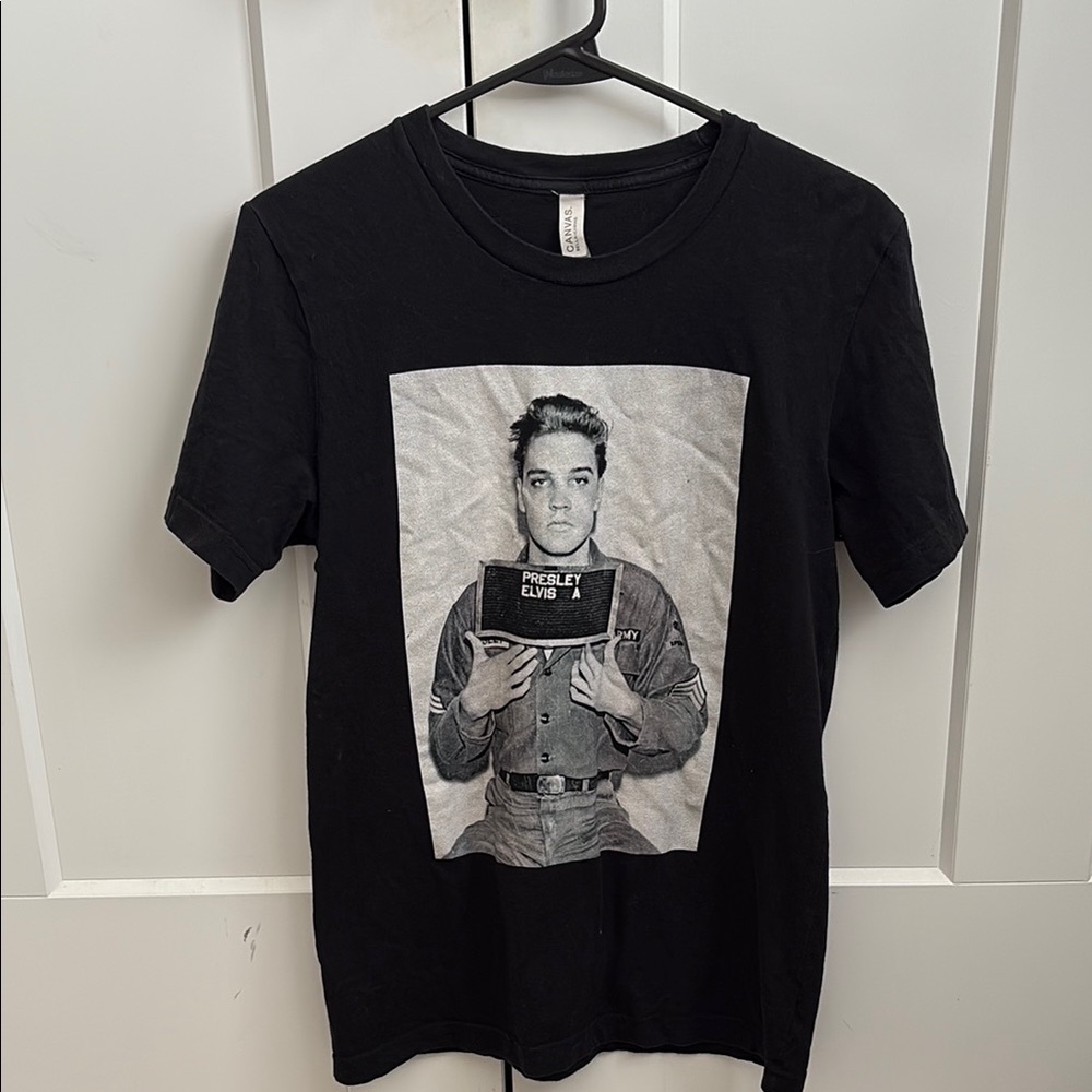 Black Elvis Presley Mugshot Graphic T-Shirt